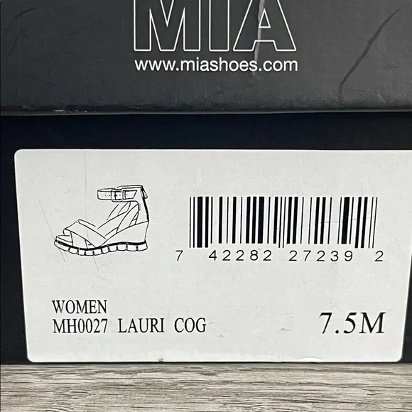 MIA Lauri Cog Wedge Sandals Brown Vegan Leather Size 7.5 Original Box - Picture 11 of 11